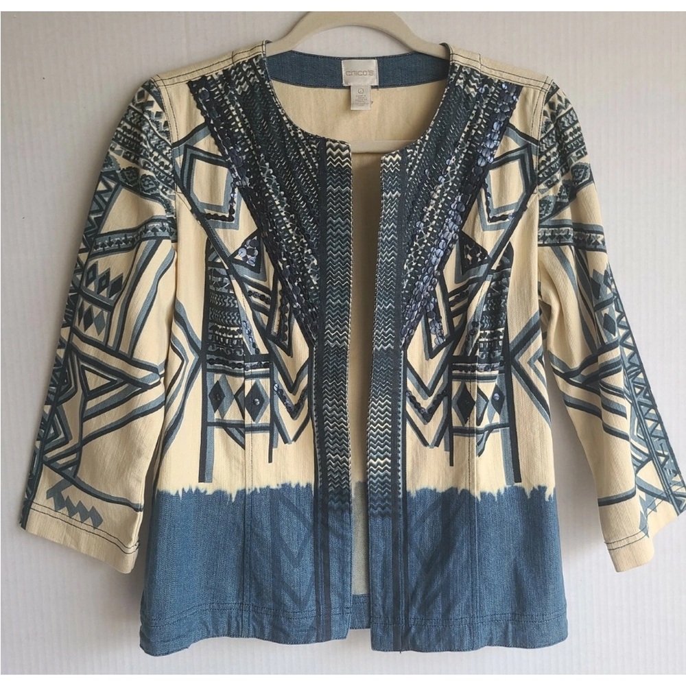 Chico's Artisan Aztec Sequin Jacket